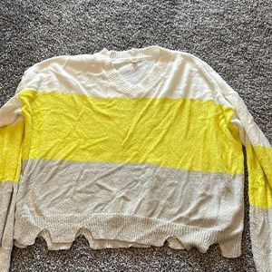 Over sized light weight sweater size xs. Neon yellow. Grey and cream colored.